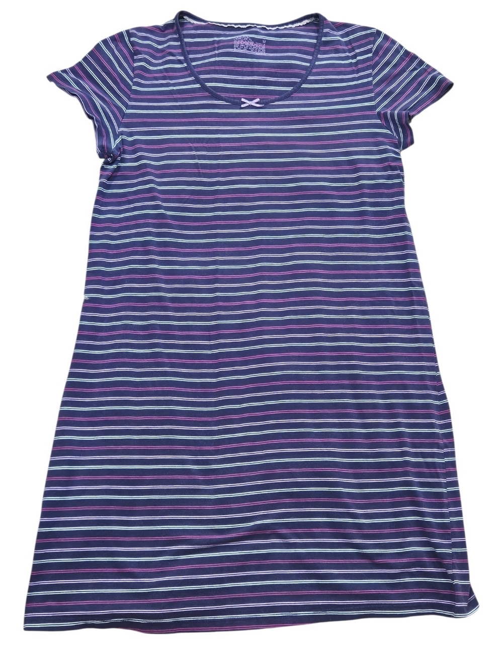 Striped Short-Sleeve Nightgown in Navy